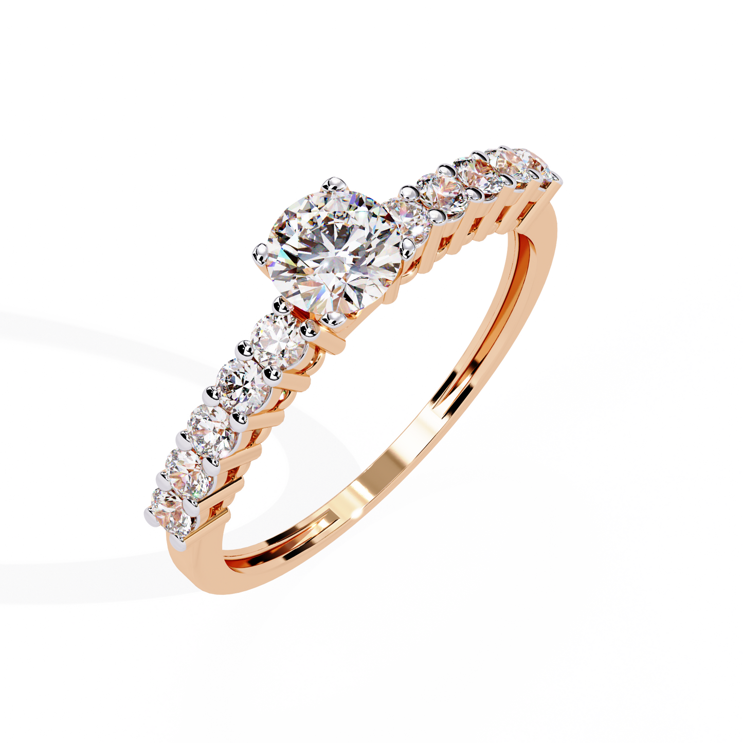 Round Cut  High Quality Lab Grown Diamond Half Eternity Elegant Accented Proposer Ring For Her