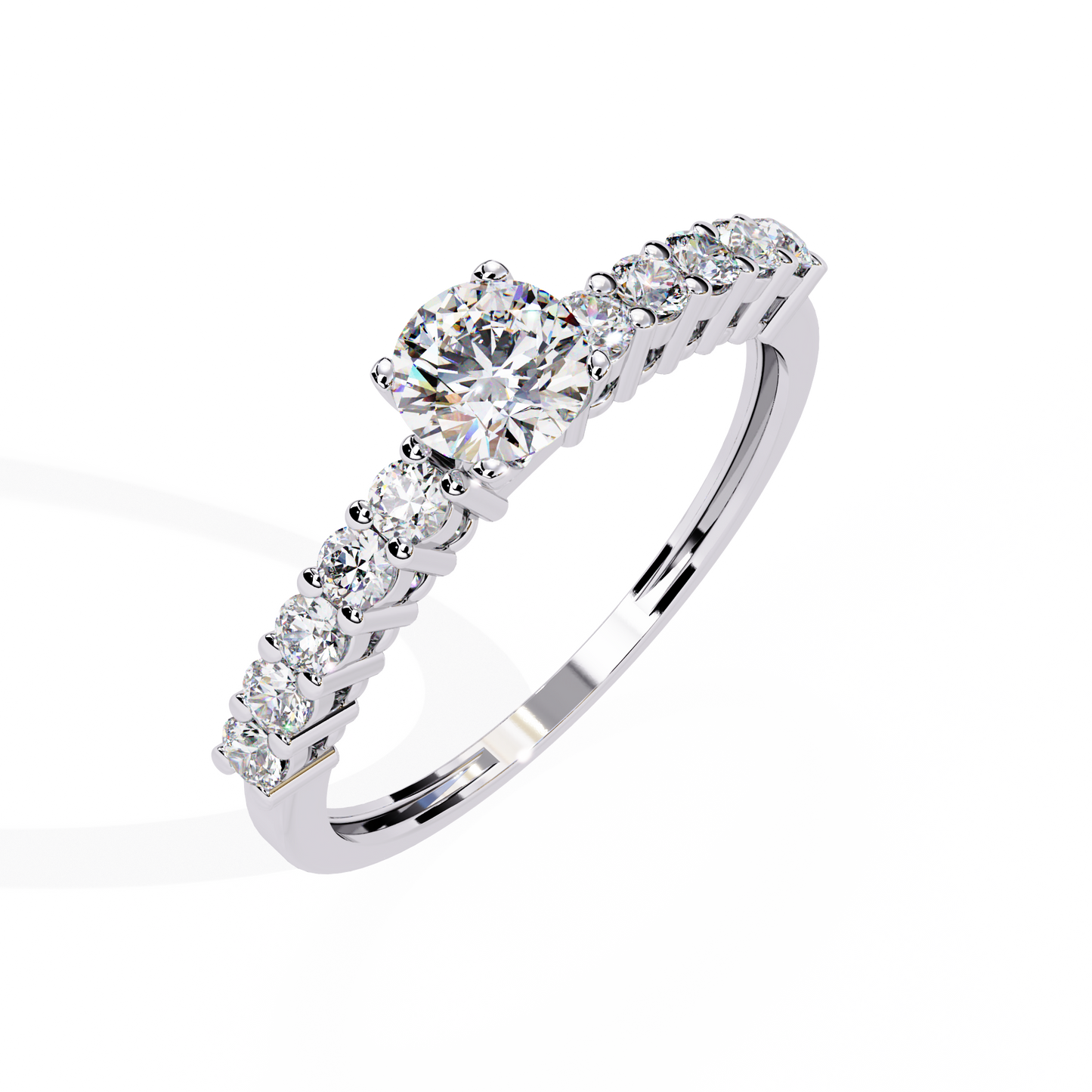Round Cut  High Quality Lab Grown Diamond Half Eternity Elegant Accented Proposer Ring For Her