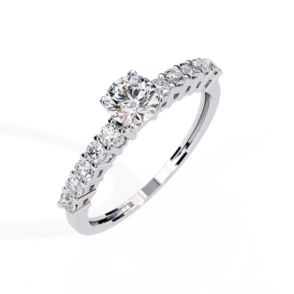Round Cut  High Quality Lab Grown Diamond Half Eternity Elegant Accented Proposer Ring For Her