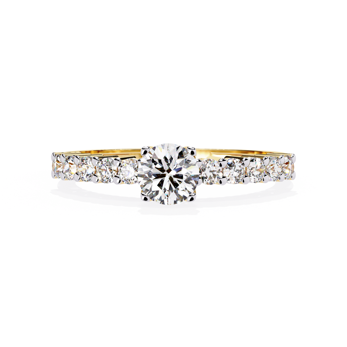 Round Cut  High Quality Lab Grown Diamond Half Eternity Elegant Accented Proposer Ring For Her