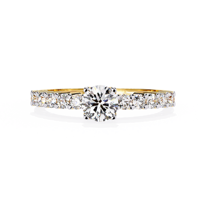 Round Cut  High Quality Lab Grown Diamond Half Eternity Elegant Accented Proposer Ring For Her