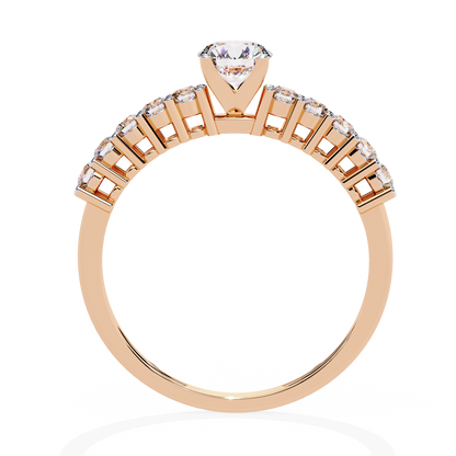 Round Cut  High Quality Lab Grown Diamond Half Eternity Elegant Accented Proposer Ring For Her