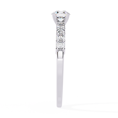 Round Cut  High Quality Lab Grown Diamond Half Eternity Elegant Accented Proposer Ring For Her