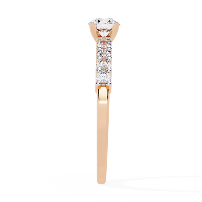 Round Cut  High Quality Lab Grown Diamond Half Eternity Elegant Accented Proposer Ring For Her