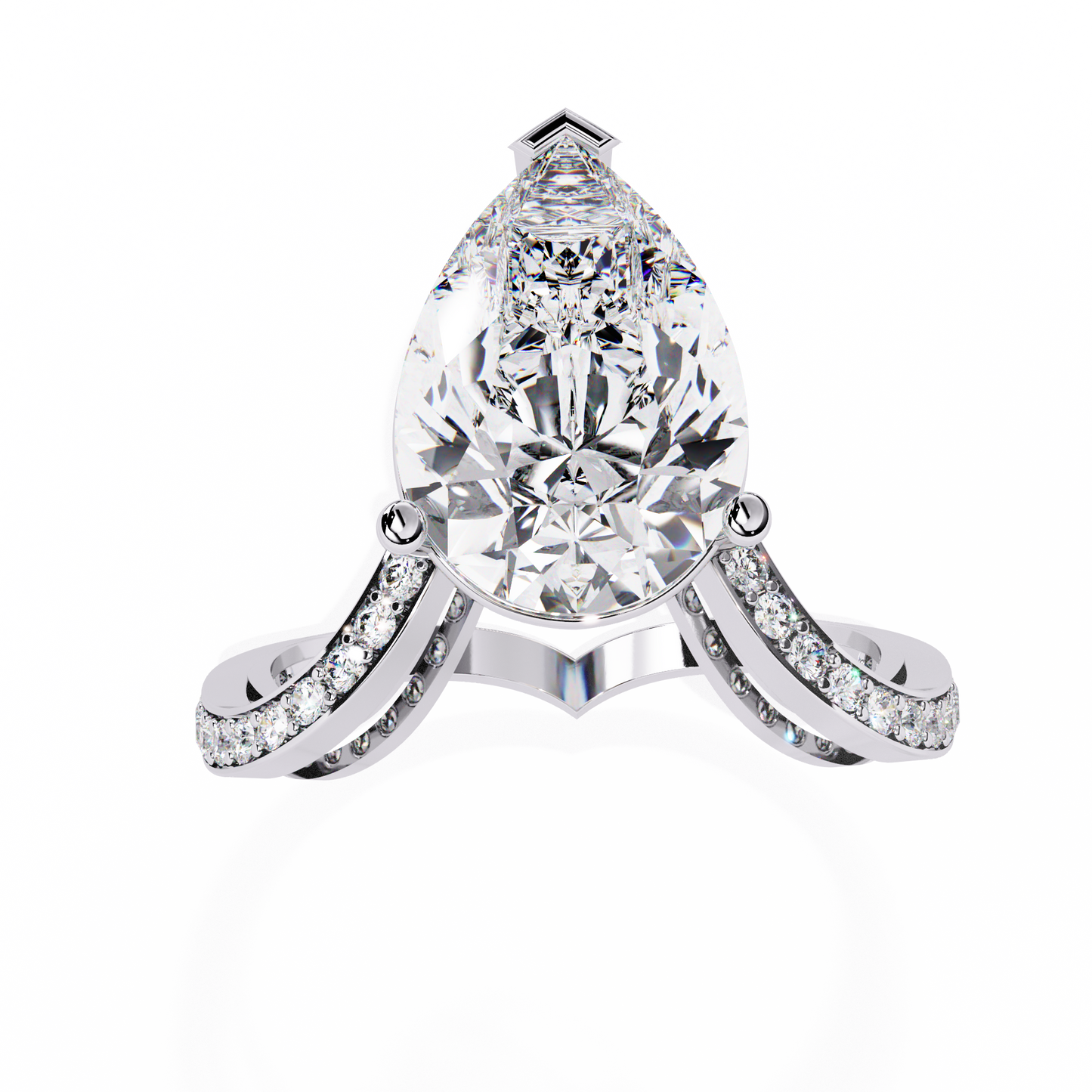 5.00Ct Pear And Round Cut White Colorless Diamond V Shape Antique Classic Stunning Wedding Ring Gift For Women's