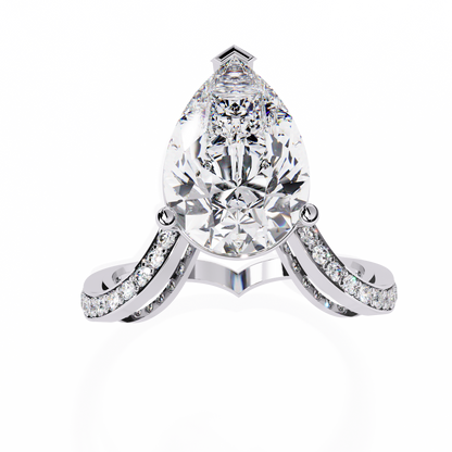 5.00Ct Pear And Round Cut White Colorless Diamond V Shape Antique Classic Stunning Wedding Ring Gift For Women's