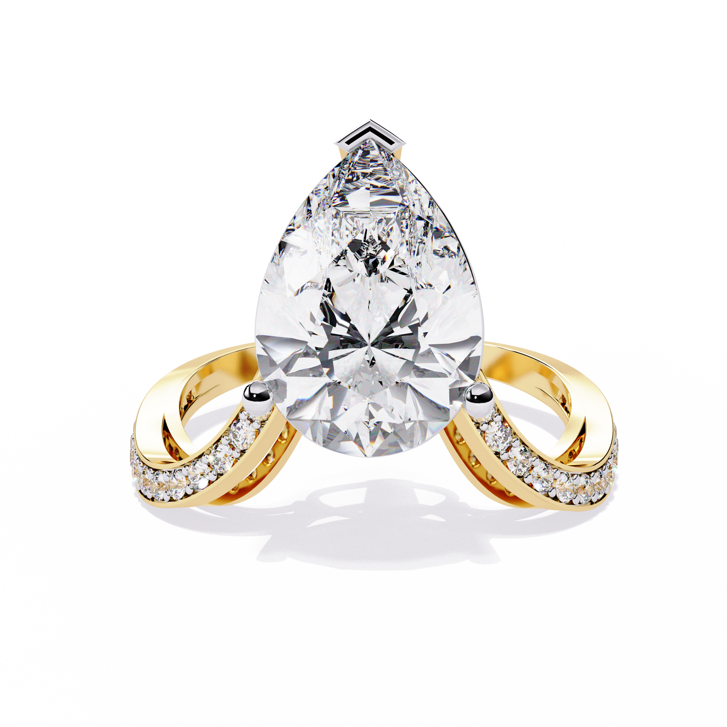 5.00Ct Pear And Round Cut White Colorless Diamond V Shape Antique Classic Stunning Wedding Ring Gift For Women's