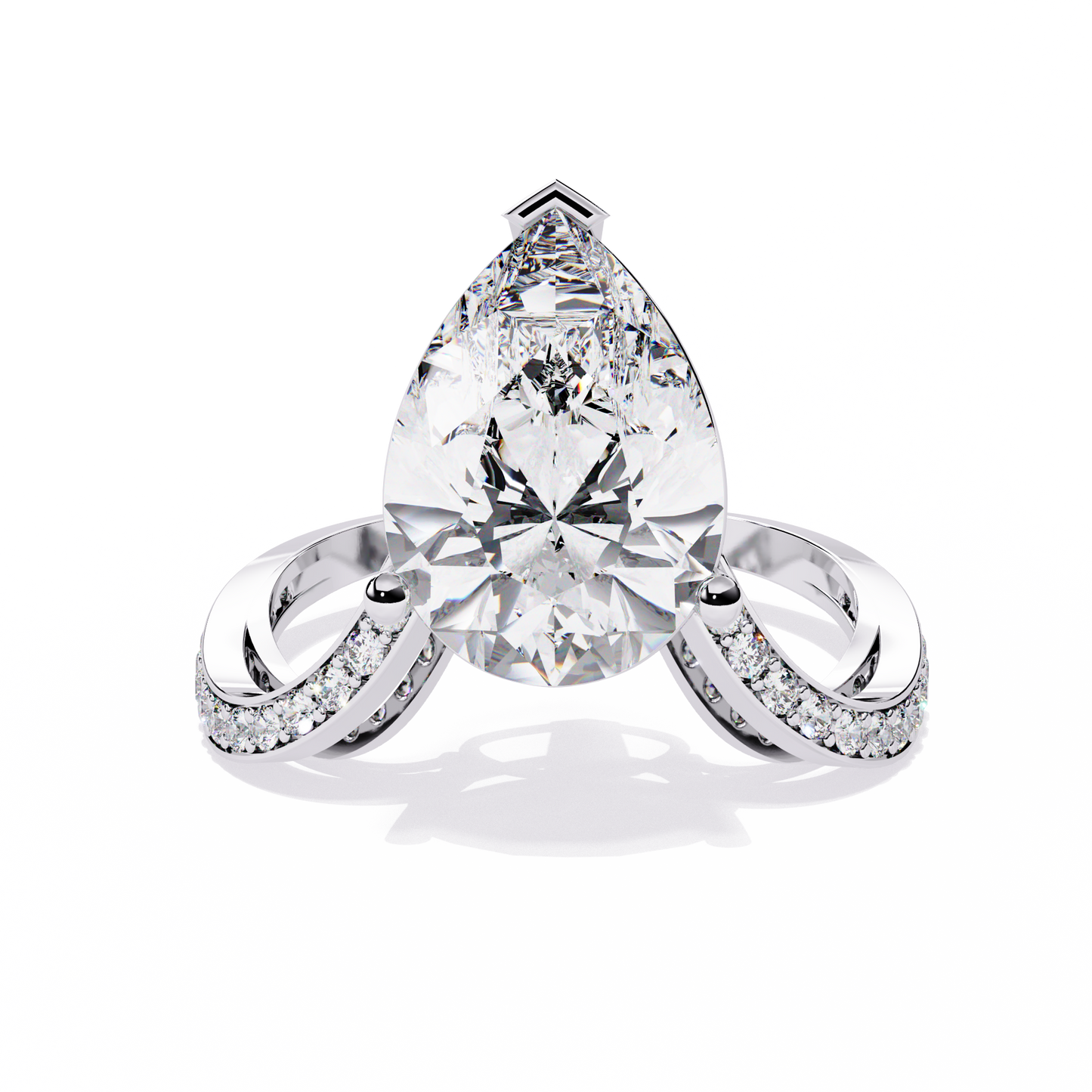 5.00Ct Pear And Round Cut White Colorless Diamond V Shape Antique Classic Stunning Wedding Ring Gift For Women's