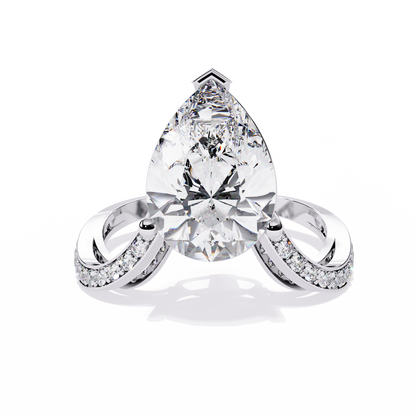 5.00Ct Pear And Round Cut White Colorless Diamond V Shape Antique Classic Stunning Wedding Ring Gift For Women's