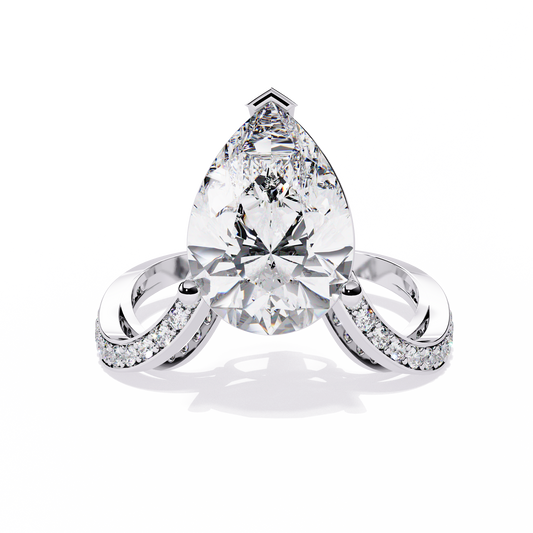 5.00Ct Pear And Round Cut White Colorless Diamond V Shape Antique Classic Stunning Wedding Ring Gift For Women's