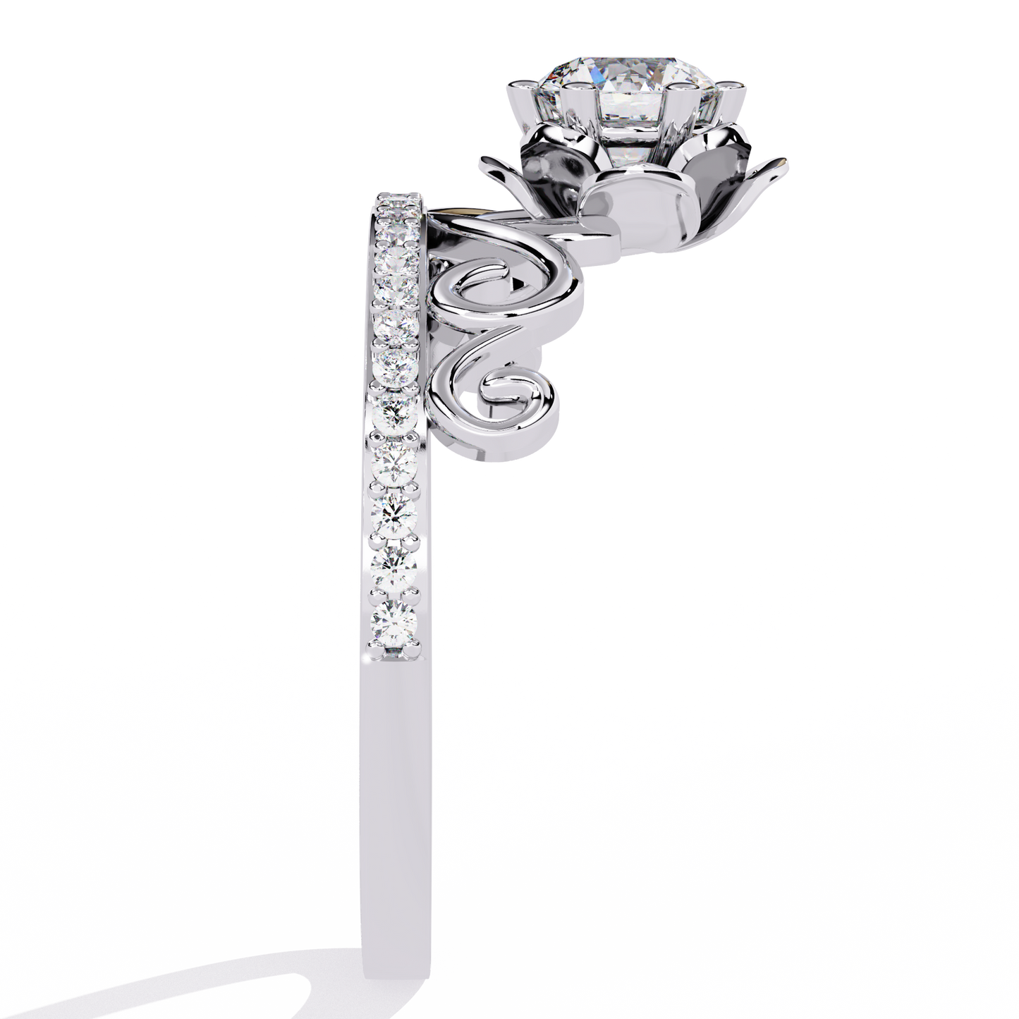 Solitaire Round Cut Diamond Channel Set Antique Hand Crafted Stunning Dainty Engagement Ring