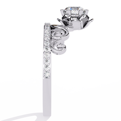 Solitaire Round Cut Diamond Channel Set Antique Hand Crafted Stunning Dainty Engagement Ring