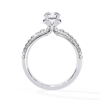 Round Cut 1.23Ct Lab Grown Diamond Unique Delicate Prong Set Three Row Statement Bridesmaid Ring