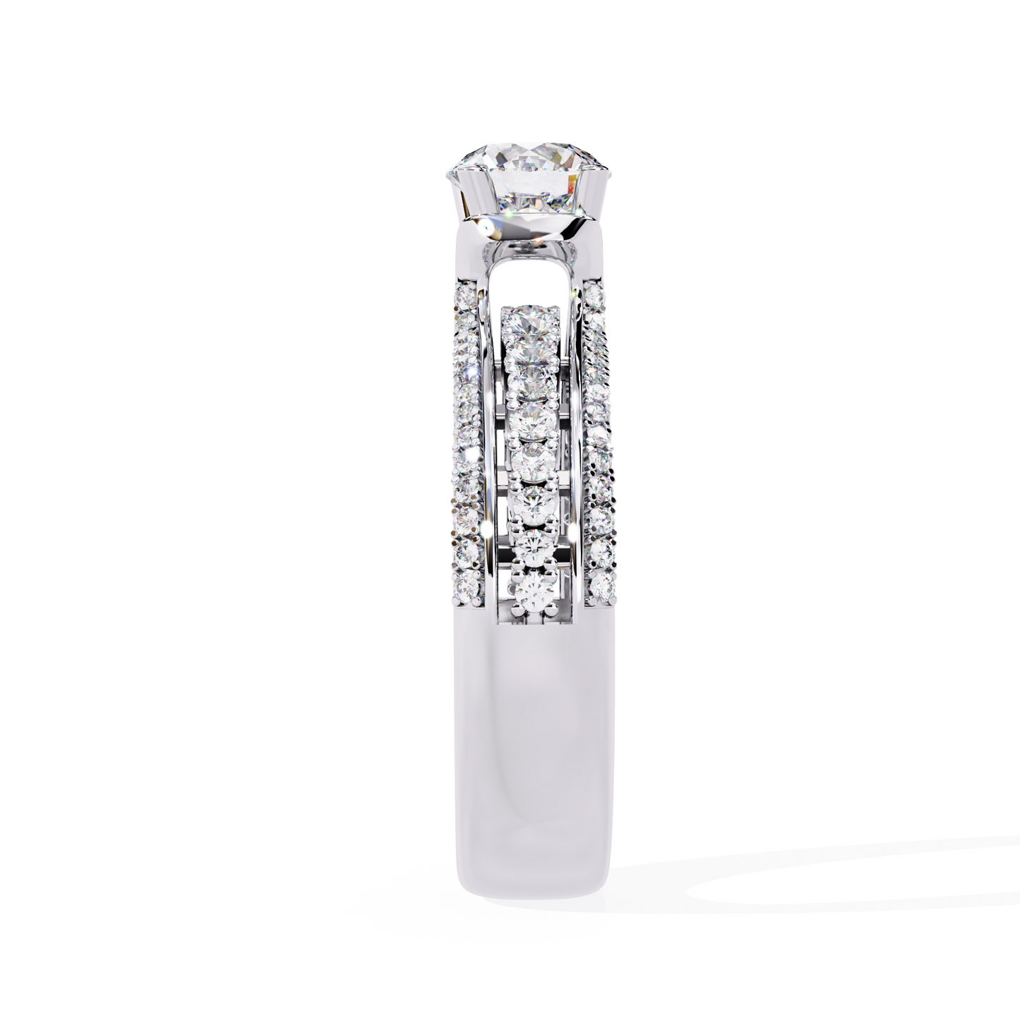 Round Cut 1.23Ct Lab Grown Diamond Unique Delicate Prong Set Three Row Statement Bridesmaid Ring