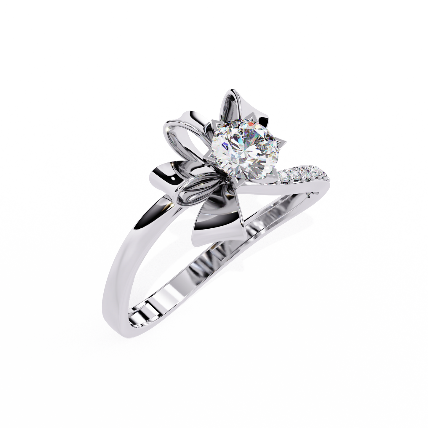 Round Cut Top Grade Lab Grown Diamond 18k Solid White Gold Art Deco Stunning Promise Ring Gift For Her