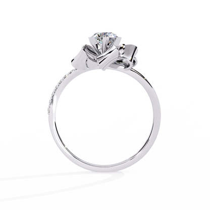 Round Cut Top Grade Lab Grown Diamond 18k Solid White Gold Art Deco Stunning Promise Ring Gift For Her
