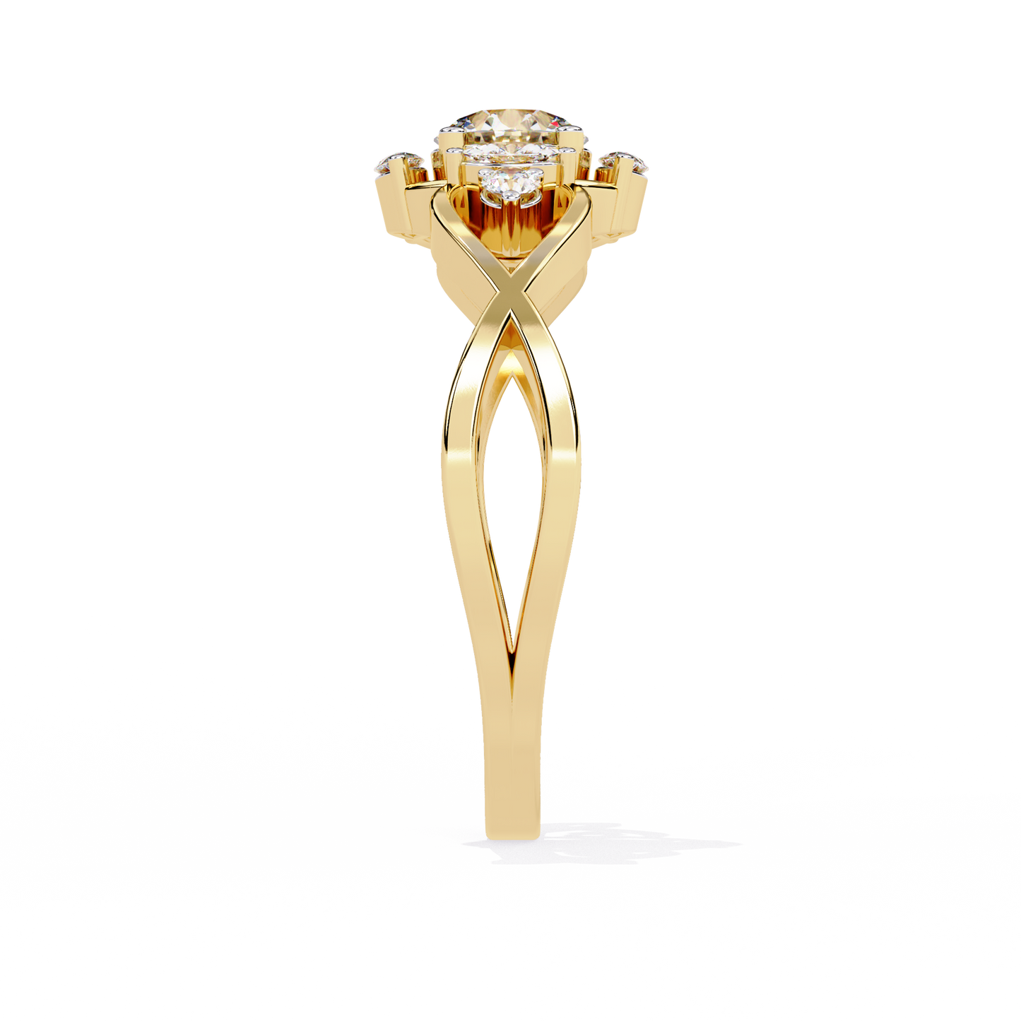 Vintage Marquise and Round Cut Diamond Unique Twisted Halo Style Dainty Cluster Proposer Ring