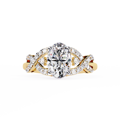 Twisted 1.80Ct Oval And Round Cut Diamond Antique Vintage Inspired Dainty Annivrasry Ring Gift For Her