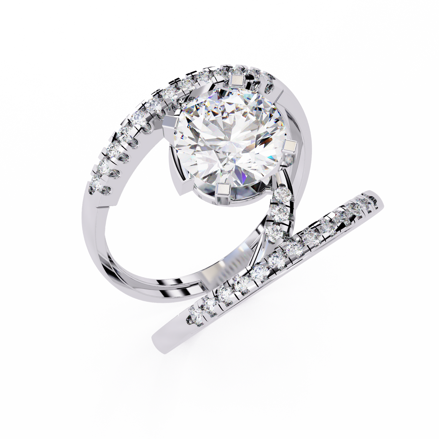 White Colorless 2.38CT Round Cut Diamond Statement Cluster Elegant Vintage-Inspired Perfect Engagement Ring
