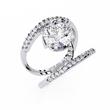 White Colorless 2.38CT Round Cut Diamond Statement Cluster Elegant Vintage-Inspired Perfect Engagement Ring