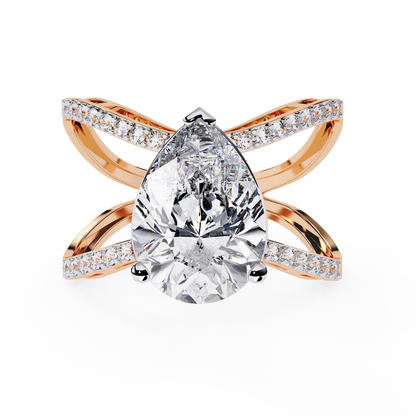 Vintage 4.62Ct Pear And Round Cut Lab Grown Diamond 14k Solid Rose Gold Wedding Ring For Her