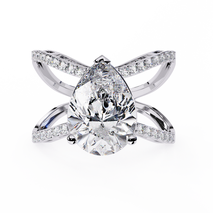 Vintage 4.62Ct Pear And Round Cut Lab Grown Diamond 14k Solid Rose Gold Wedding Ring For Her