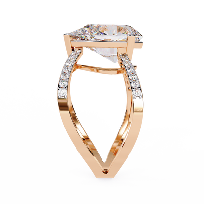 Vintage 4.62Ct Pear And Round Cut Lab Grown Diamond 14k Solid Rose Gold Wedding Ring For Her