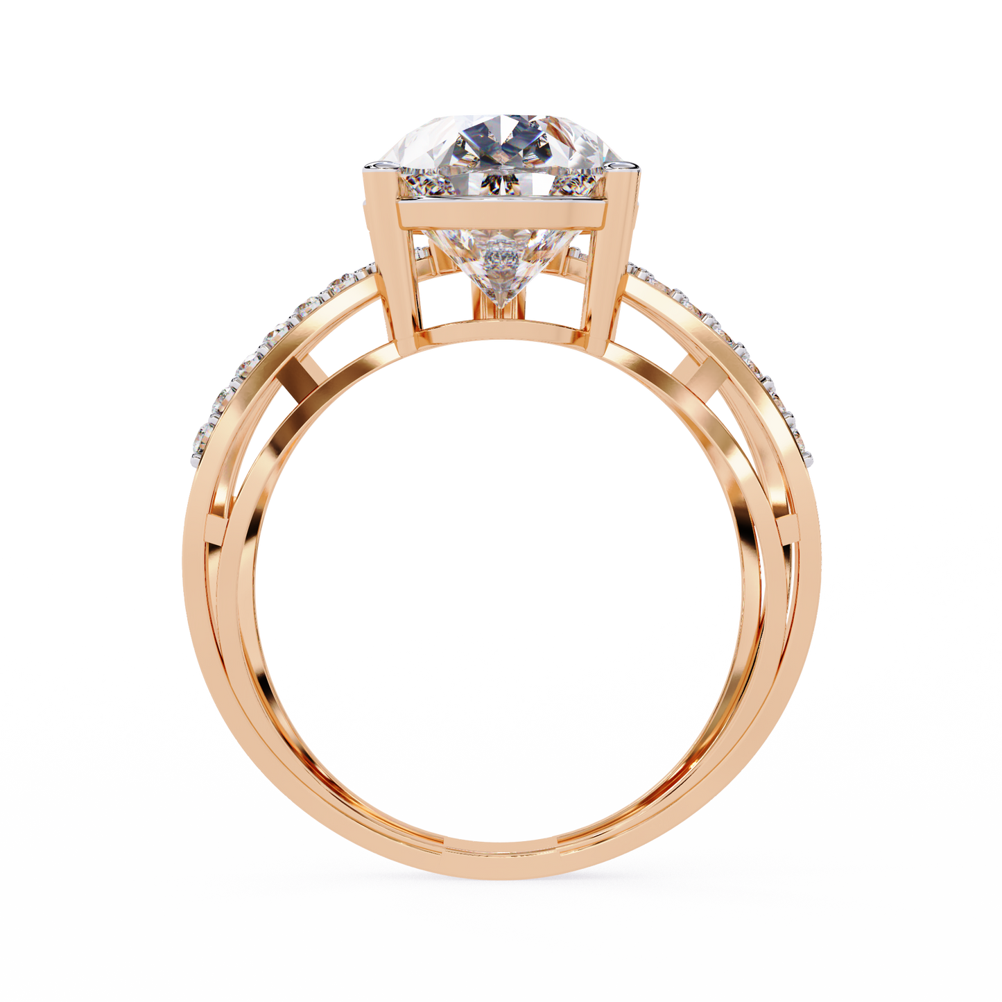 Vintage 4.62Ct Pear And Round Cut Lab Grown Diamond 14k Solid Rose Gold Wedding Ring For Her