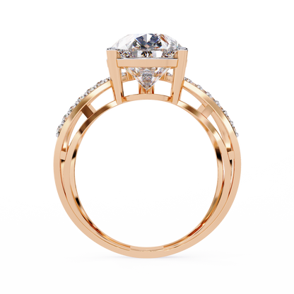 Vintage 4.62Ct Pear And Round Cut Lab Grown Diamond 14k Solid Rose Gold Wedding Ring For Her