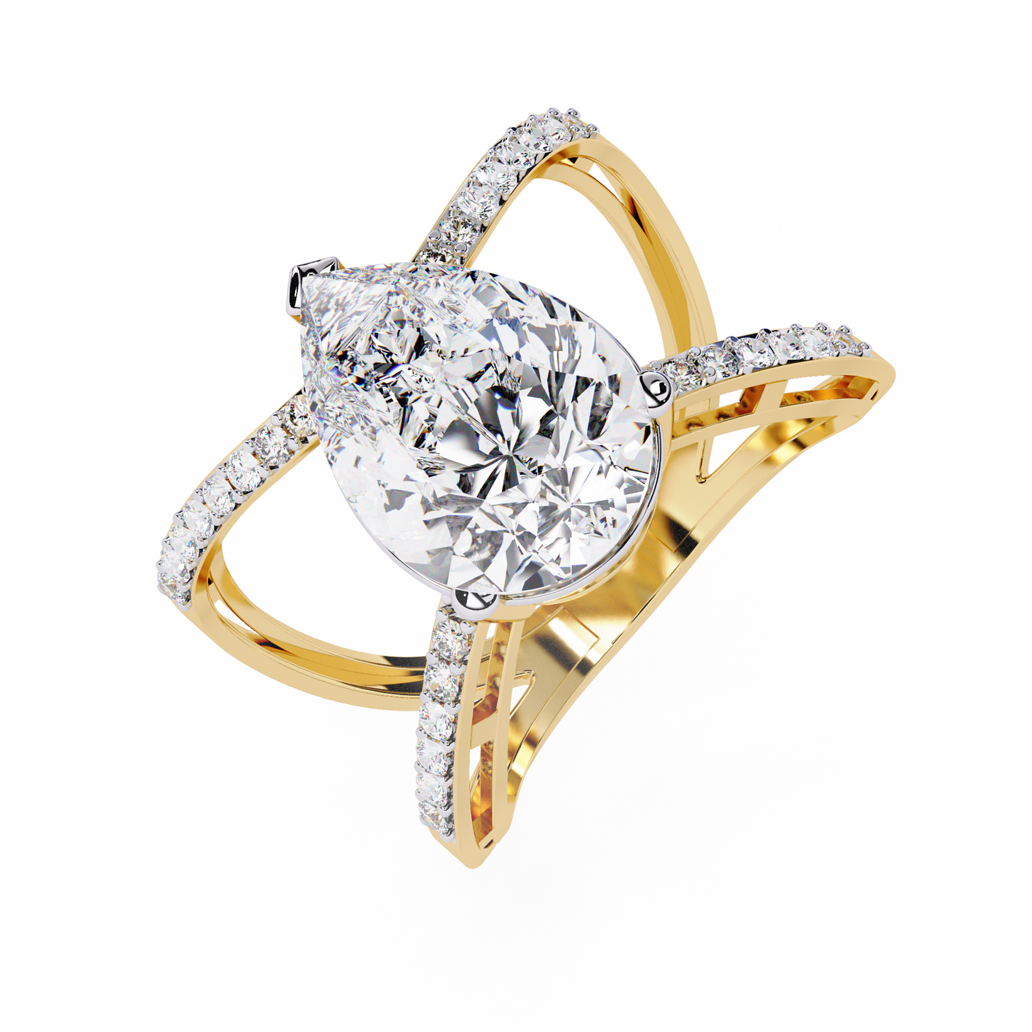 Vintage 4.62Ct Pear And Round Cut Lab Grown Diamond 14k Solid Rose Gold Wedding Ring For Her