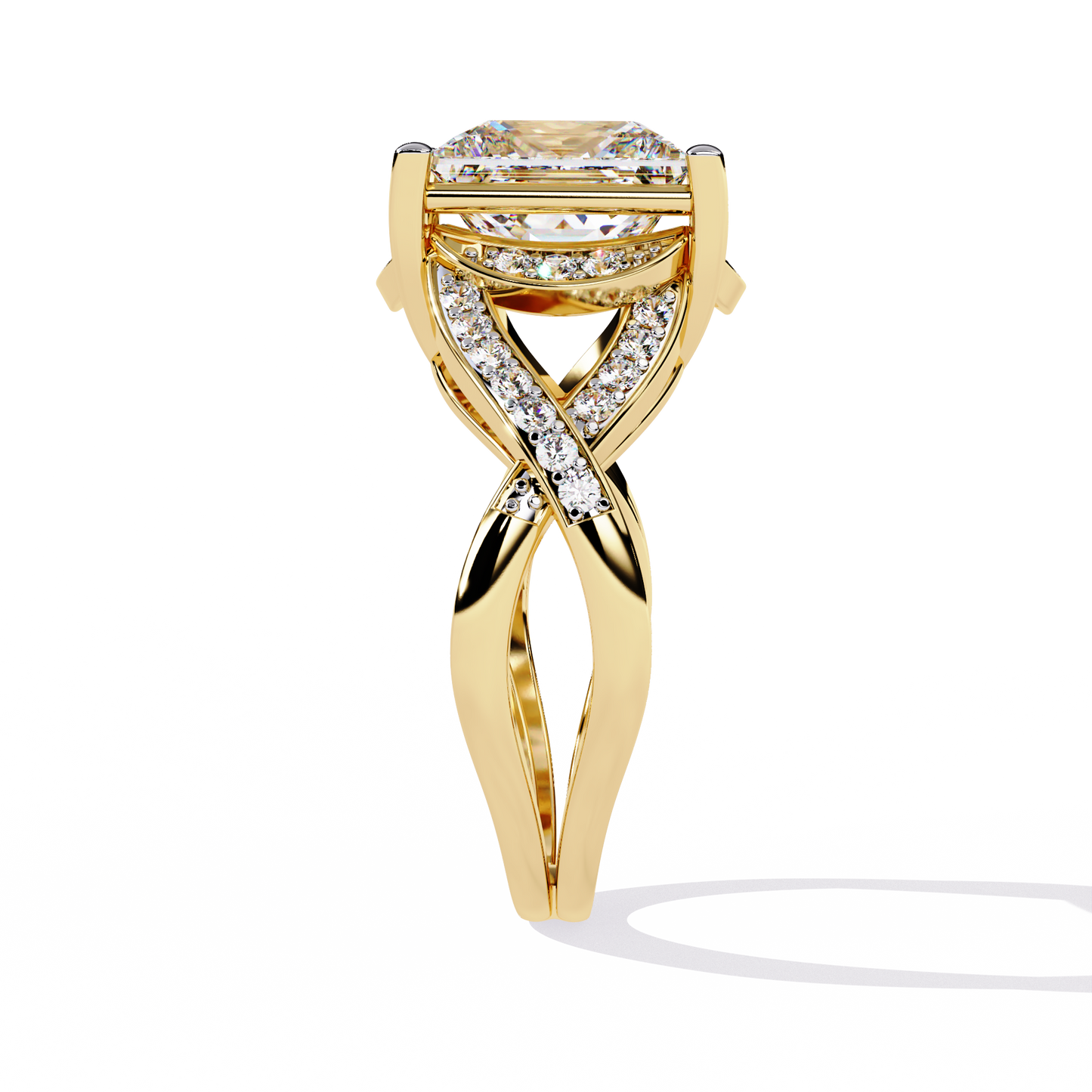 Twisted 3.47Ct Princess And Round Cut Diamond Antique Elegant Stunning Perfect Classic Engagement Ring
