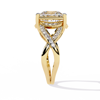 Twisted 3.47Ct Princess And Round Cut Diamond Antique Elegant Stunning Perfect Classic Engagement Ring