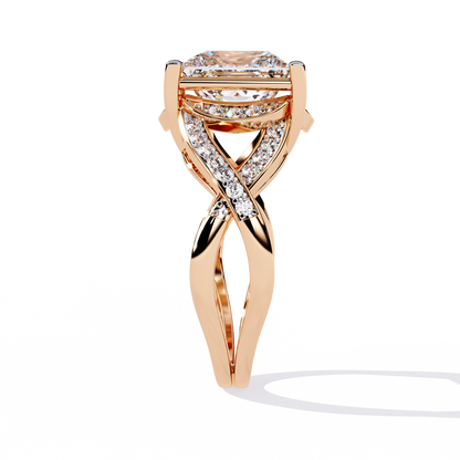 Twisted 3.47Ct Princess And Round Cut Diamond Antique Elegant Stunning Perfect Classic Engagement Ring