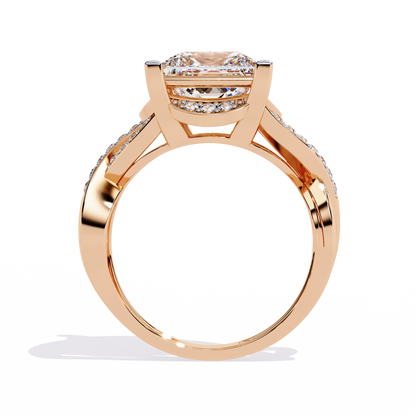 Twisted 3.47Ct Princess And Round Cut Diamond Antique Elegant Stunning Perfect Classic Engagement Ring