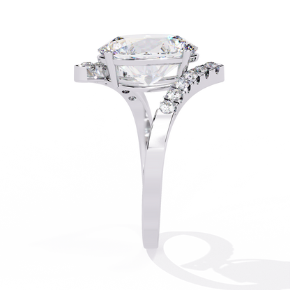 2.41Ct Oval And Round Cut Diamond Antique Timeless Prong Set Dainty Minimalist Promise Ring Gift For Her