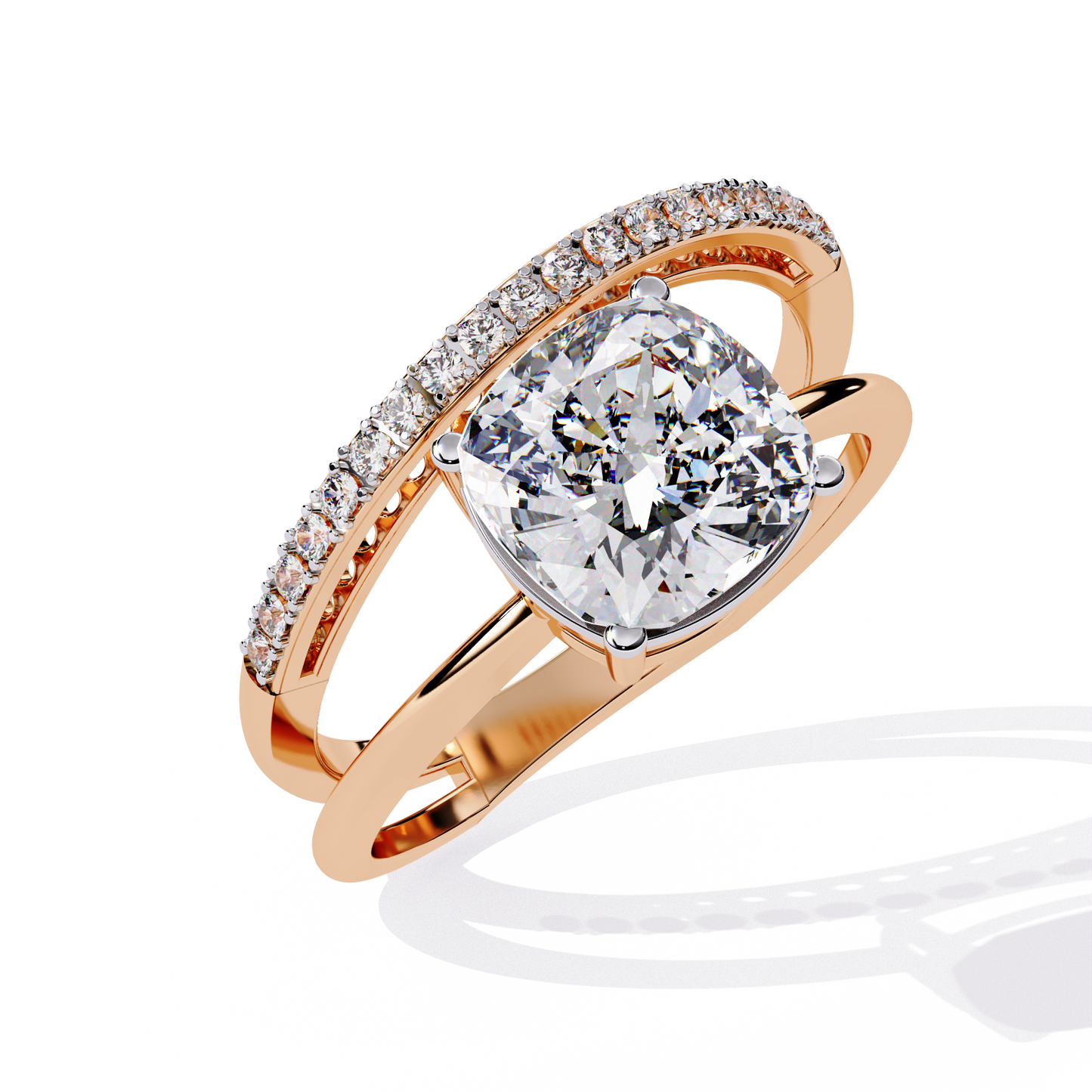 Solitaire 2.41Ct Cushion and Round Cut Diamond Elegant Channel Set Minimalist Classic Perfect Ring