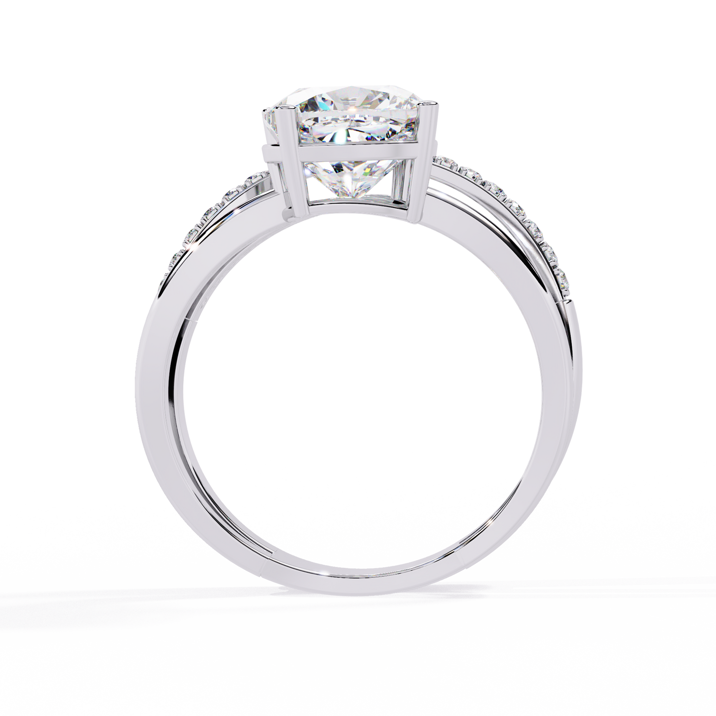 Solitaire 2.41Ct Cushion and Round Cut Diamond Elegant Channel Set Minimalist Classic Perfect Ring