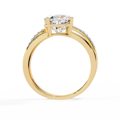 Solitaire 2.41Ct Cushion and Round Cut Diamond Elegant Channel Set Minimalist Classic Perfect Ring