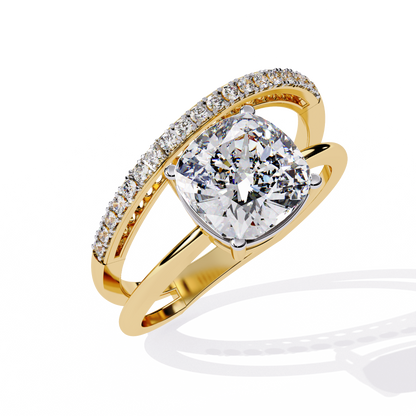 Solitaire 2.41Ct Cushion and Round Cut Diamond Elegant Channel Set Minimalist Classic Perfect Ring