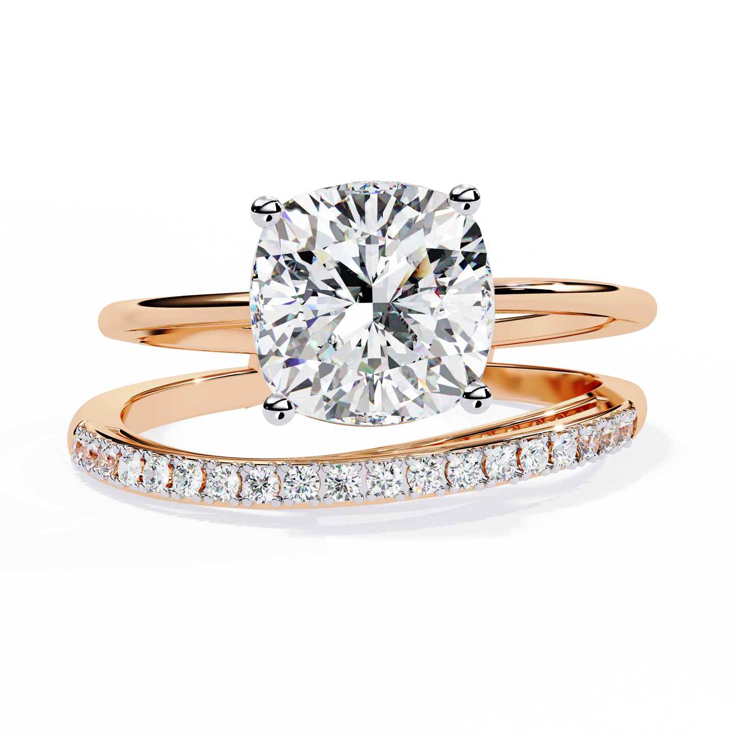 Solitaire 2.41Ct Cushion and Round Cut Diamond Elegant Channel Set Minimalist Classic Perfect Ring
