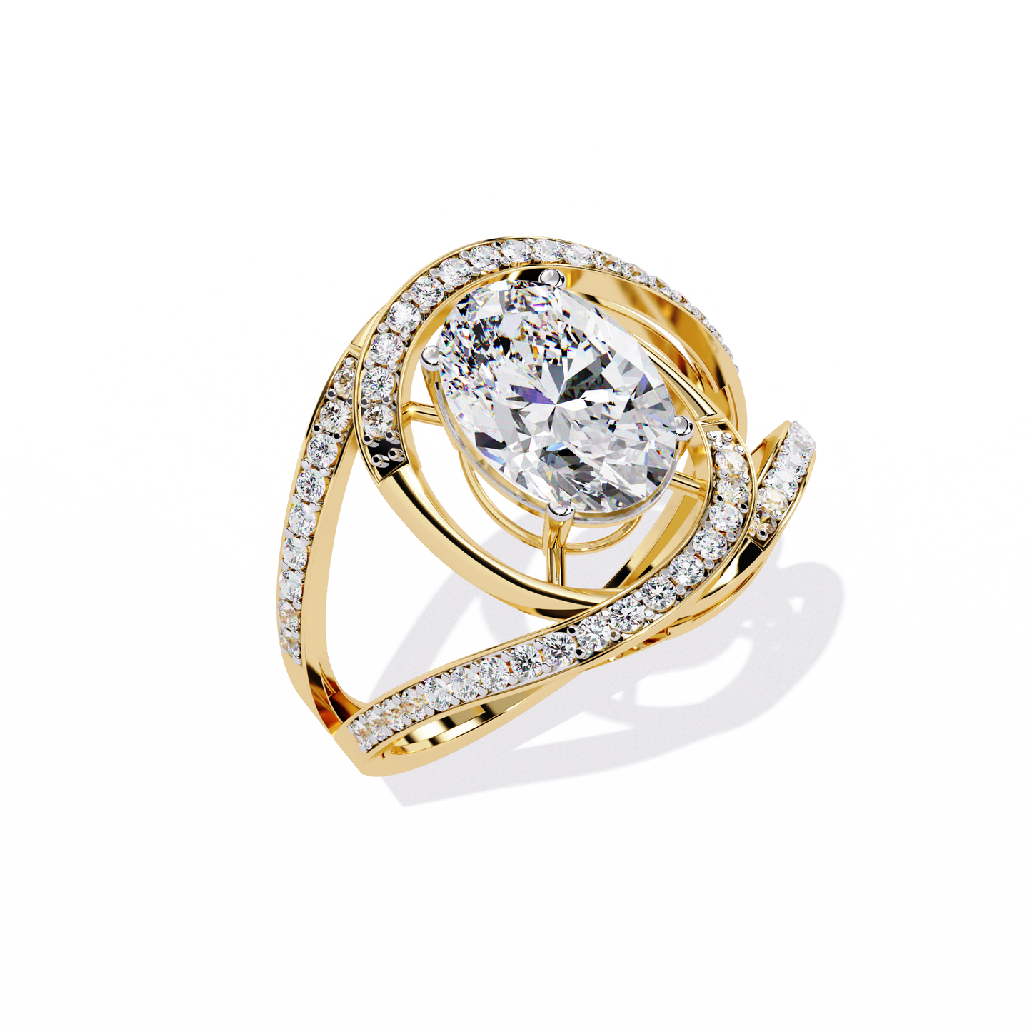 Vintage 7.78Ct Oval and Round Cut White Colorless Diamond  Double Accented Elegant Party Wear Ring for Her