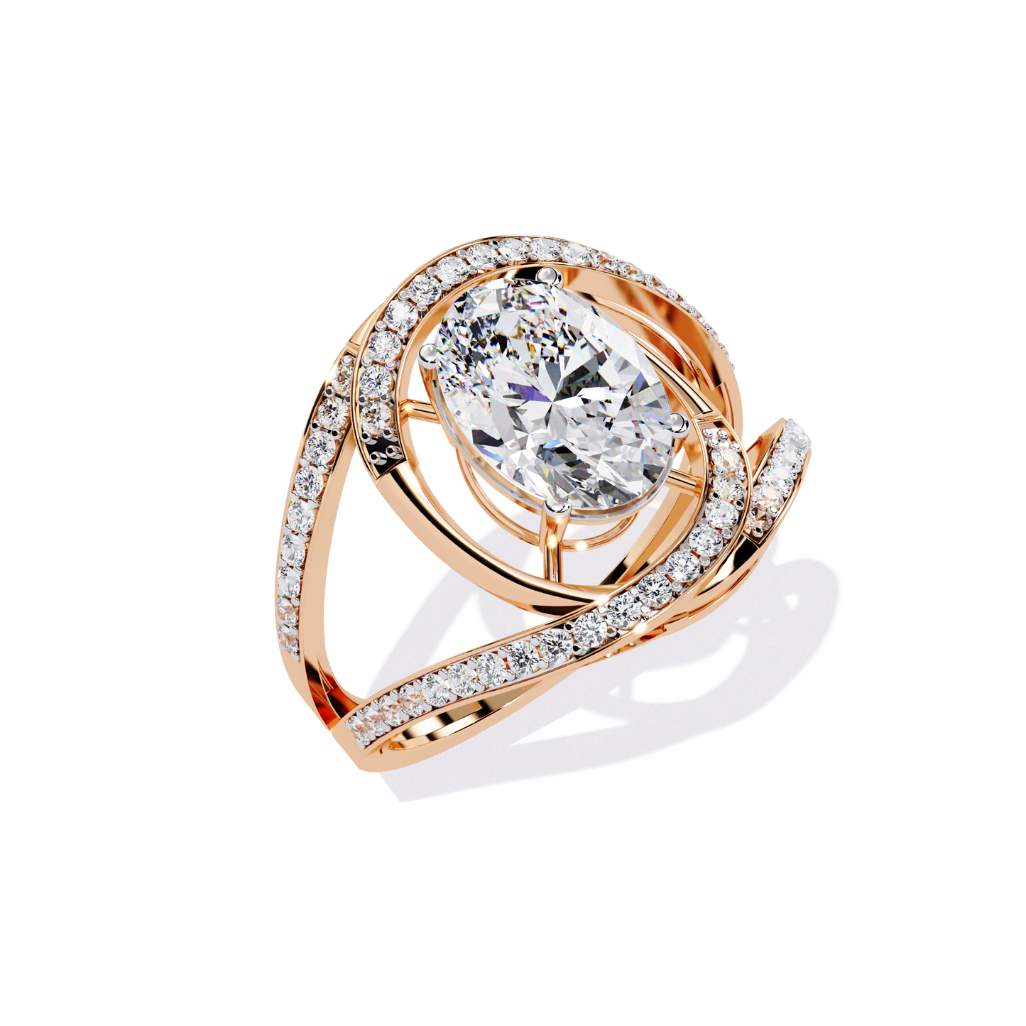 Vintage 7.78Ct Oval and Round Cut White Colorless Diamond  Double Accented Elegant Party Wear Ring for Her