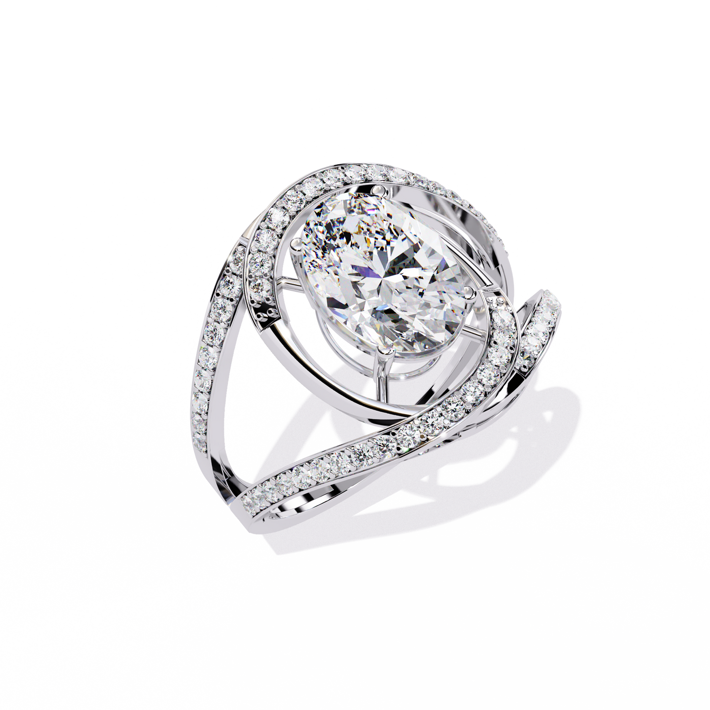 Vintage 7.78Ct Oval and Round Cut White Colorless Diamond  Double Accented Elegant Party Wear Ring for Her