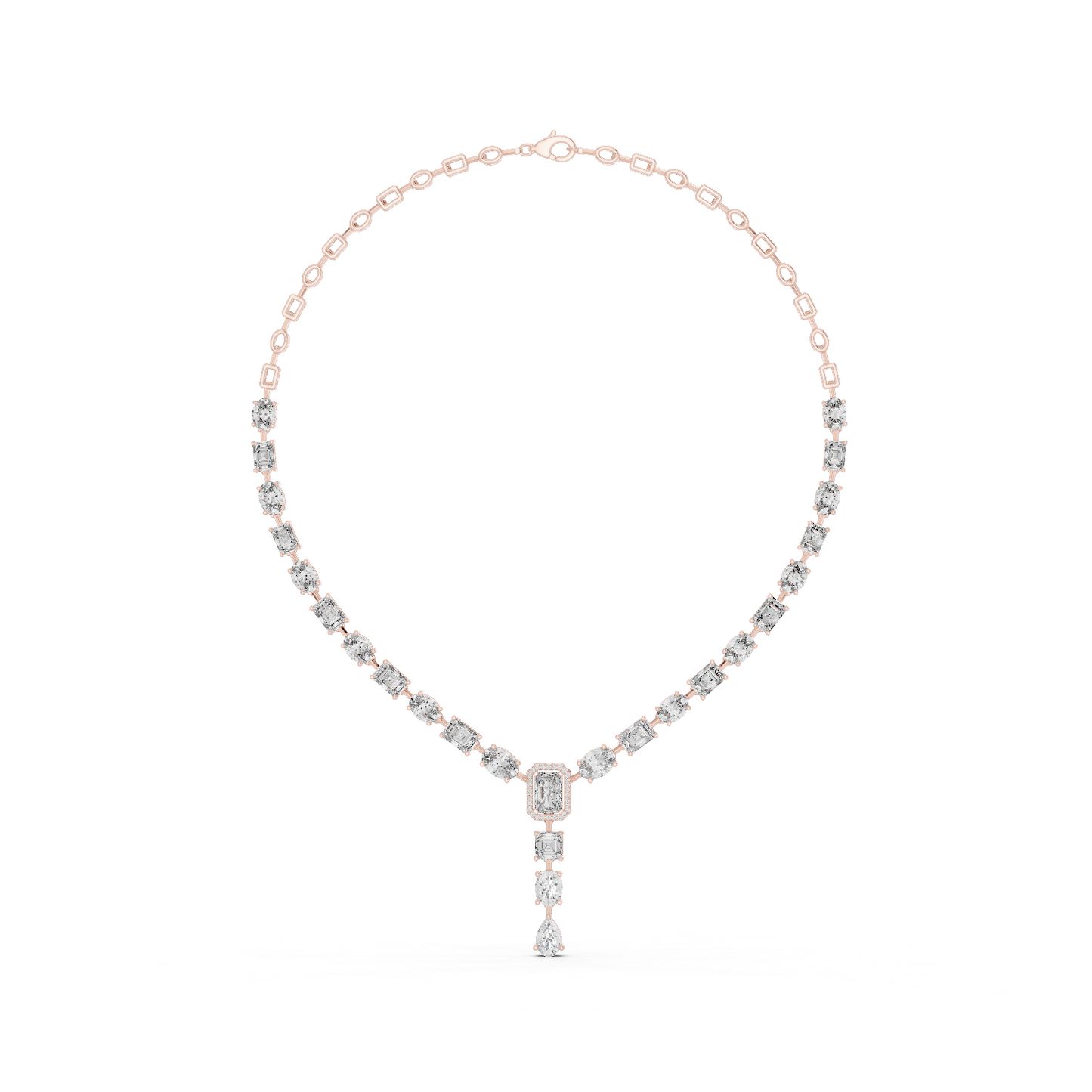 Round, Oval, Emerald At All Shapes Lab grown Diamond 14k Solid Gold Antic Look Diamond Necklace for Her