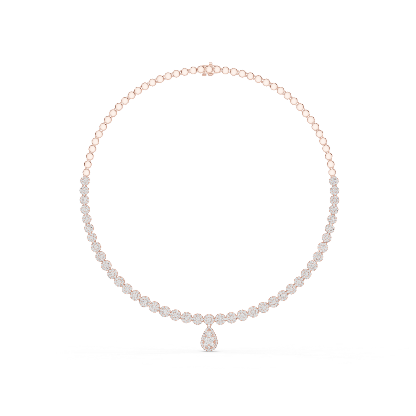 7.26 Ct Round Cut Lab grown & Natural Diamond 14k Solid Rose Gold  Wedding Wear Necklace for Her