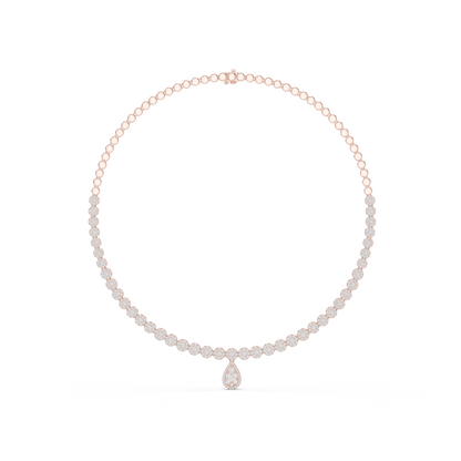 7.26 Ct Round Cut Lab grown & Natural Diamond 14k Solid Rose Gold  Wedding Wear Necklace for Her