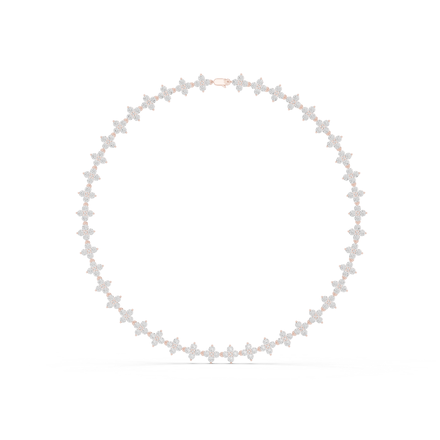 19.80 Ct 18K Solid Rose Gold Round Shapes Natural & Lab Grown Diamond Tennis Necklace Gift For Her