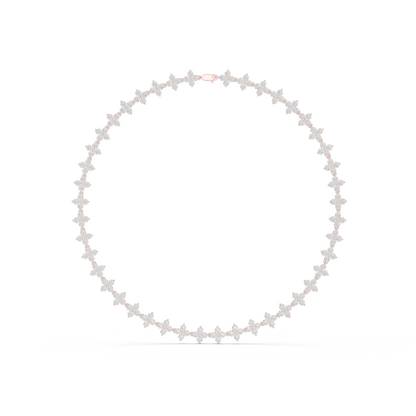 19.80 Ct 18K Solid Rose Gold Round Shapes Natural & Lab Grown Diamond Tennis Necklace Gift For Her