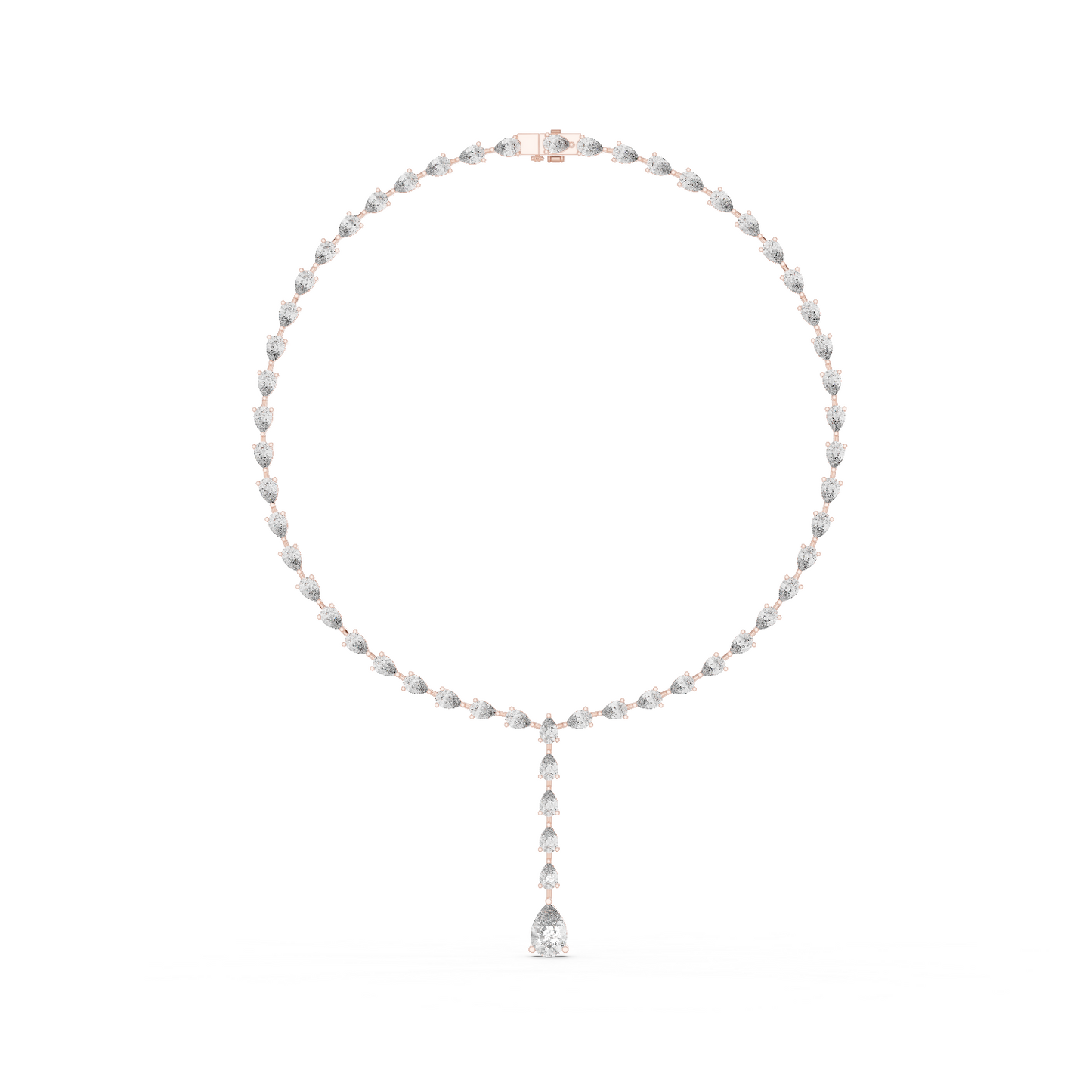 10k Solid White Gold Pear Shape Lab Grown Diamond With Tennis Classic Women Diamond Necklace