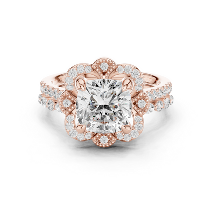 Cushion, Marquise & Round Cut Lab Grown Diamond Elegance 14k Solid White Gold 3.60 Ct Diamond Ring for Women